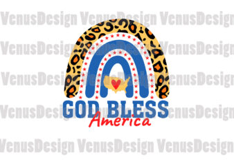 God Bless America 4th Of July Rainbow Editable Design