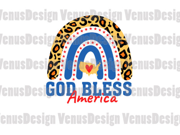 God bless america 4th of july rainbow editable design