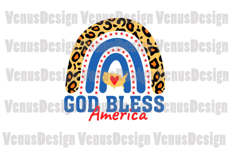 God Bless America 4th Of July Rainbow Editable Design