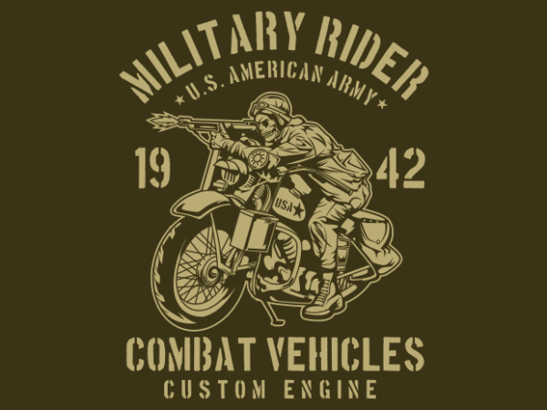 Military rider t shirt designs for sale
