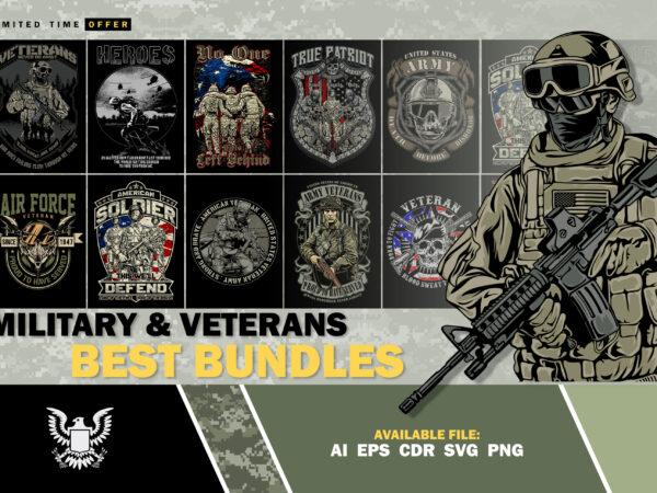 Military & veterans best bundles t shirt designs for sale