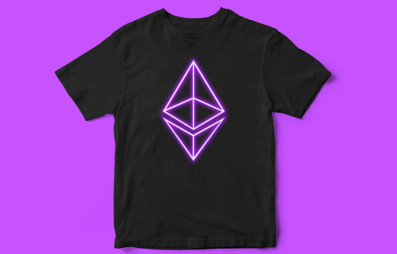 NEON ETHEREUM CRYPTO CURRENCY T-SHIRT DESIGN, ethereum logo, neon t shirt, neon ethereum logo, crypto, crypto t shirt design