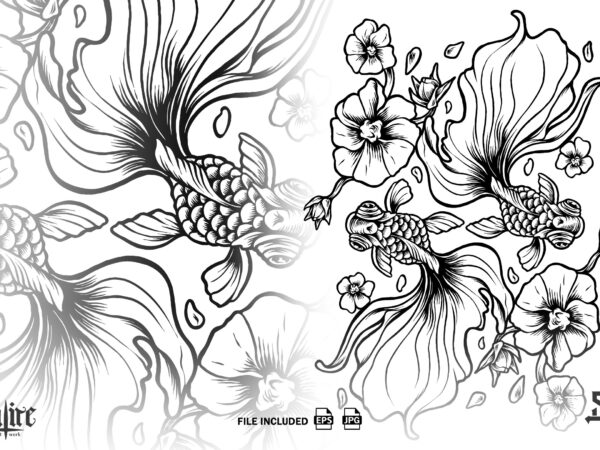 The golden fish silhouette t shirt designs for sale