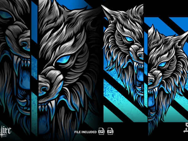 Wolf head t shirt design for sale