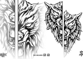 Wolf Head Silhouette t shirt design for sale