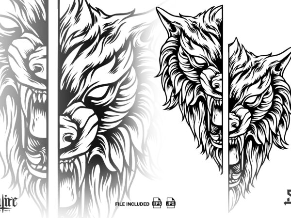 Wolf head silhouette t shirt design for sale