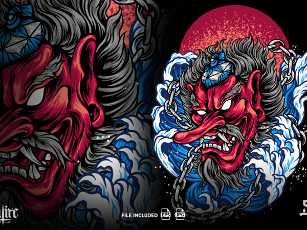 Tengu mask japan culture t shirt designs for sale