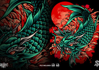 Dragon Koi Fish Japan t shirt vector illustration