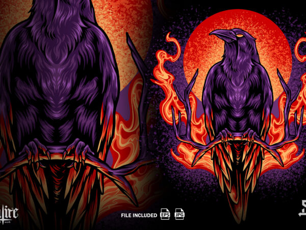 The crow on fire t shirt designs for sale