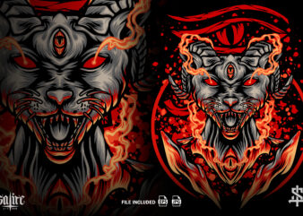 Egyptian Satanic Cat Illustration vector clipart