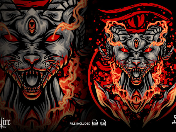 Egyptian satanic cat illustration vector clipart