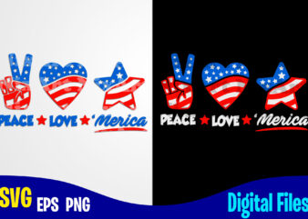 Peace Love Merica svg, USA Flag, Independence Day design svg eps, png files for cutting machines and print t shirt designs for sale t-shirt design png