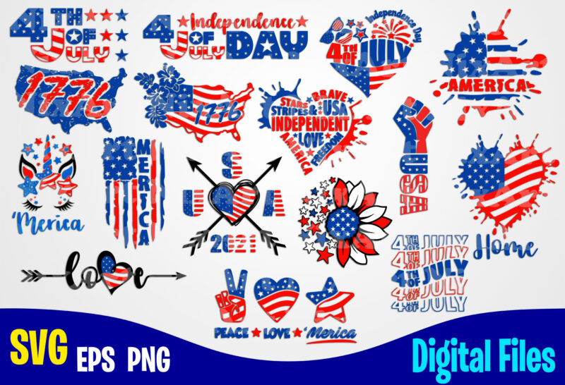 16 designs bundle 4th july, Independence day, 4th of July svg, USA svg, USA Flag, Stars and Stripes, Patriotic, America, Independence Day design svg eps,