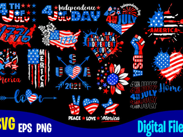 16 designs bundle, 4th of july independence day for print on dark, usa svg, usa flag, stars and stripes, patriotic, america, independence day design svg