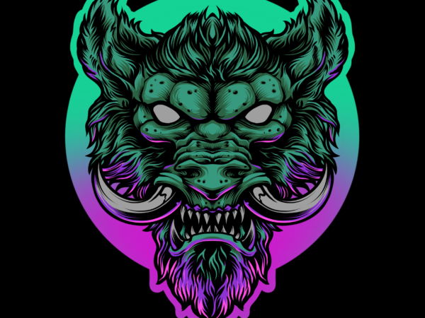 Psychedelic beast t shirt illustration