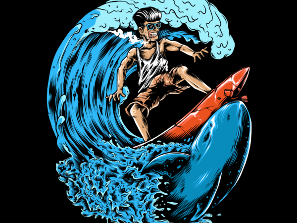 Shark and surf t shirt template vector