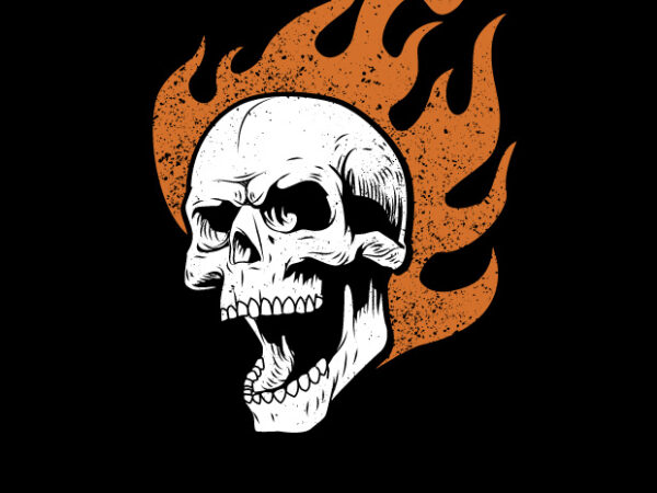 Skull on flame t-shirt design