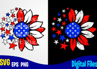 Sunflower svg, 4th july, USA Flag, Independence Day design svg eps, png files for cutting machines and print t shirt designs for sale t-shirt design png