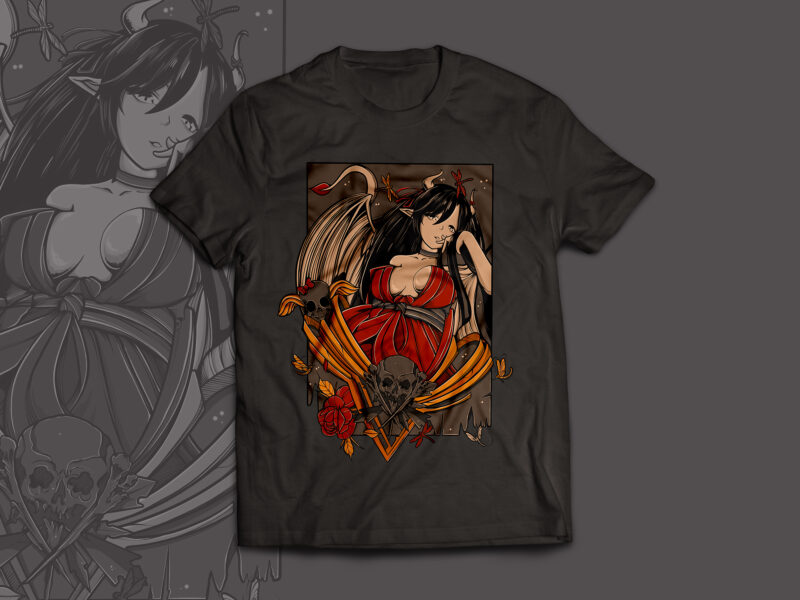 Kawai Character girl T-shirt Design