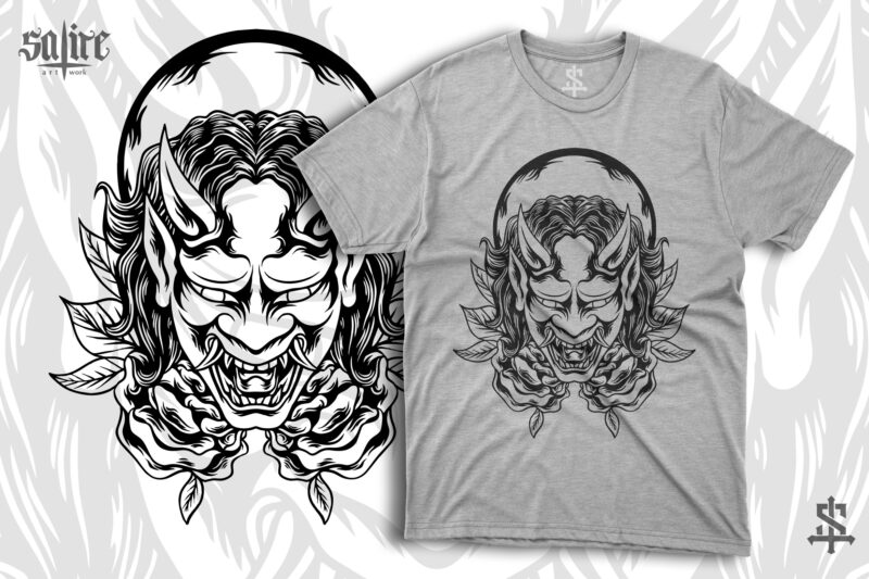 The Oni Mask Japanese Silhouette