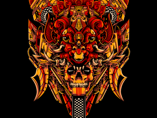 Traditional mecha skull t shirt designs for sale