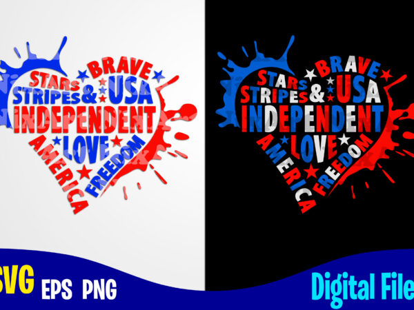 4th of july heart svg, usa flag, independence day design svg eps, png files for cutting machines and print t shirt designs for sale t-shirt design png