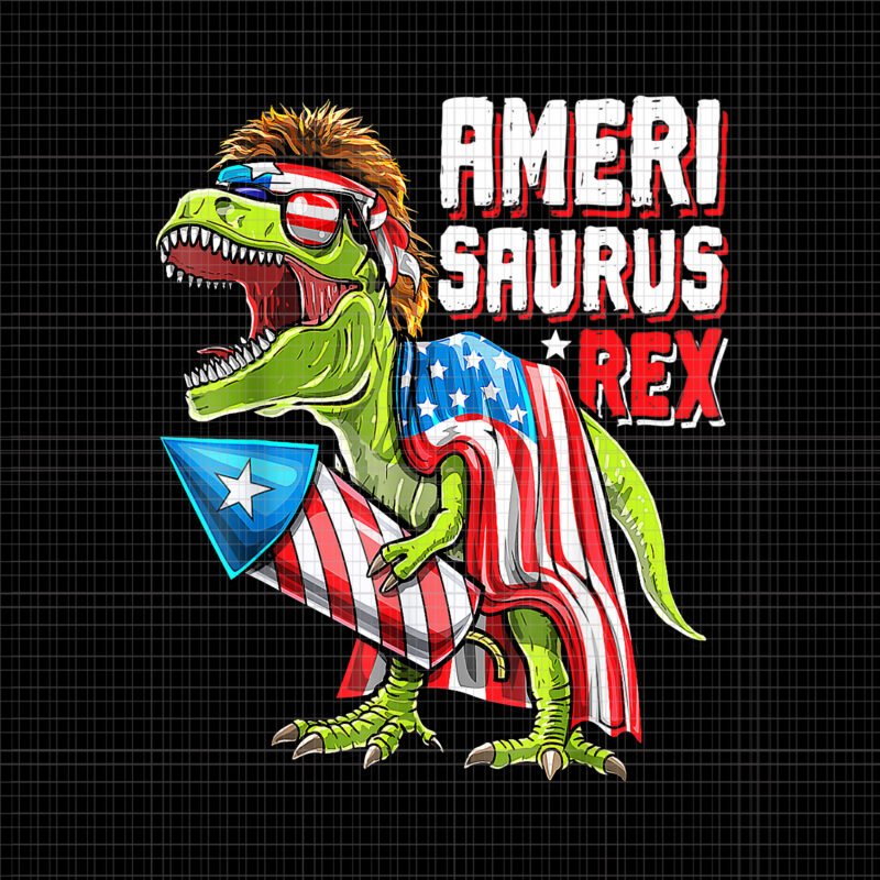 Ameri Saurus Rex Dinosaur 4th of July PNG