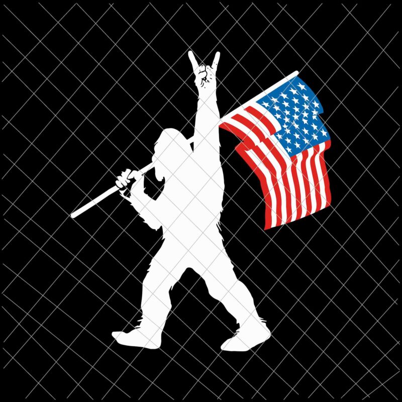 Funny Sasquatch Rock and Roll USA Flag for Bigfoot Believers Svg, 4th of  July Svg Bundle,