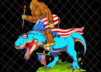 Bigfoot riding Dinosaur USA Flag Vector, 4th of July America Png, Independence Day, US Flag, Patriotic, America