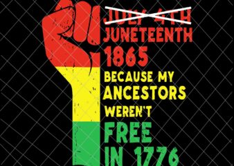 Juneteenth 1865 Because My Ancestors Weren’t Free Svg, Black African Flag Pride Fist Svg, Indepedence Day Svg