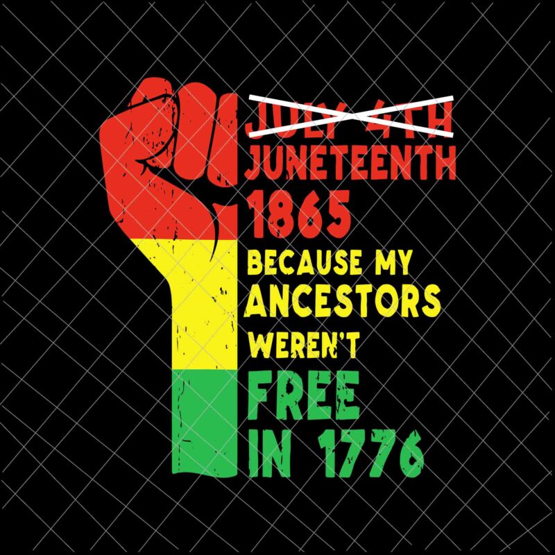 Juneteenth 1865 Because My Ancestors Weren’t Free Svg, Black African Flag Pride Fist Svg, Indepedence Day Svg