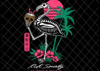 Riot Society Tropical Svg, Skeleton Flamingo Svg Welcome To Paradise Svg