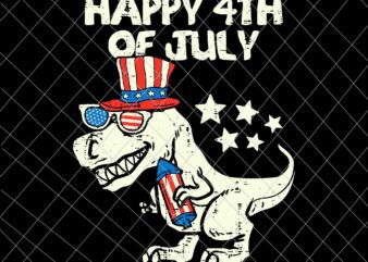 Happy 4th Of July Svg, T-Rex Dino Dinosaur 4th Of july Svg, Independence Day, US Flag Svg, Patriotic Svg