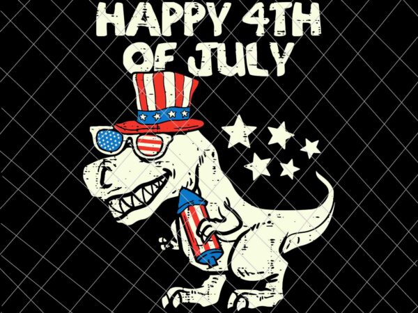 Happy 4th of july svg, t-rex dino dinosaur 4th of july svg, independence day, us flag svg, patriotic svg graphic t shirt