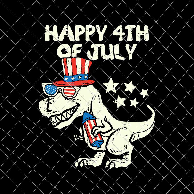 Happy 4th Of July Svg, T-Rex Dino Dinosaur 4th Of july Svg
