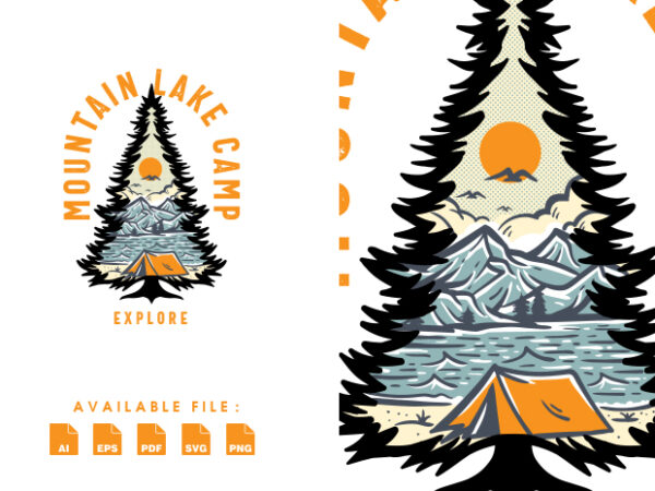 Mountain lake camp tshirt design