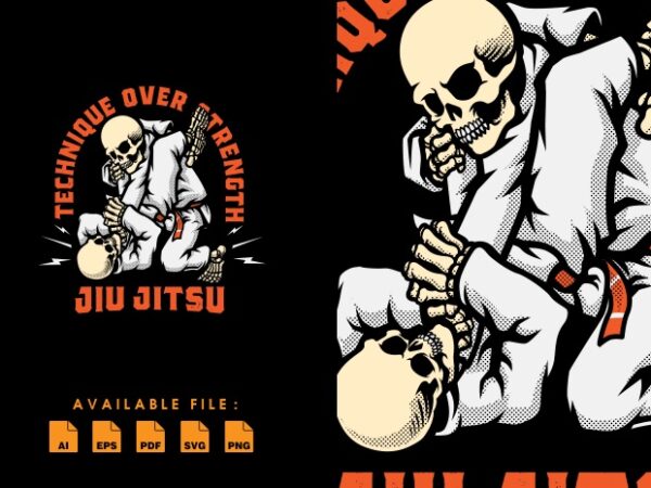 Skull jiu jitsu tshirt design