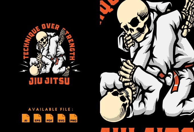 Free Skull jiu jitsu tshirt design