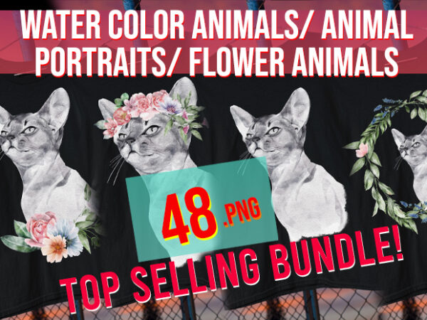 Water color animals/ animal portraits/ flower animals / floral / elegant animals / t shirt design for sale