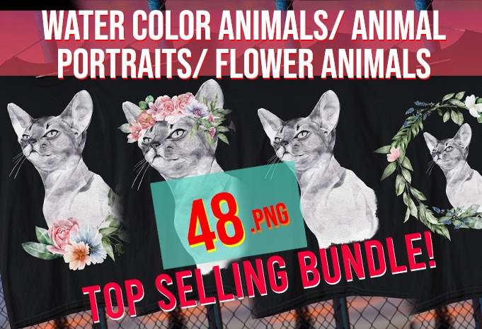 Free Water color animals/ animal portraits/ flower animals / floral / elegant animals / t shirt design for sale