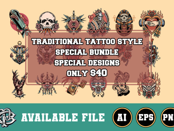 Traditional tattoo style special design bundle