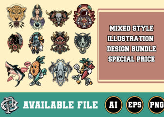 mixed style illustration design bundle