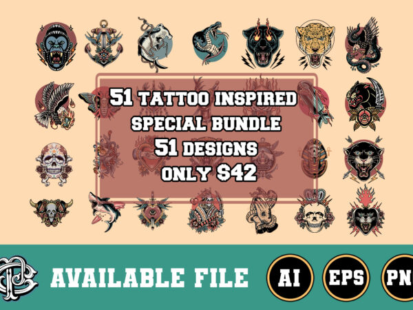 51 tattoo inspired design bundle - Buy t-shirt designs