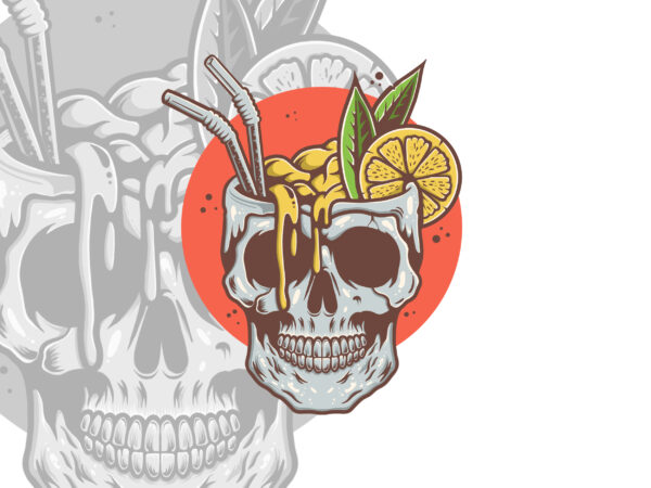 Fresh drink skull t-shirt design