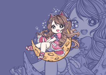 Kawai cute girl t-shirt design