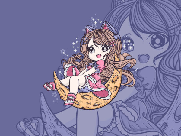 Kawai cute girl t-shirt design