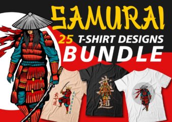 Samurai t shirt design bundles for sale, samurai vector art, japanese t-shirt design, cool samurai illustration, t shirt design vector packs, svg, png, pod,