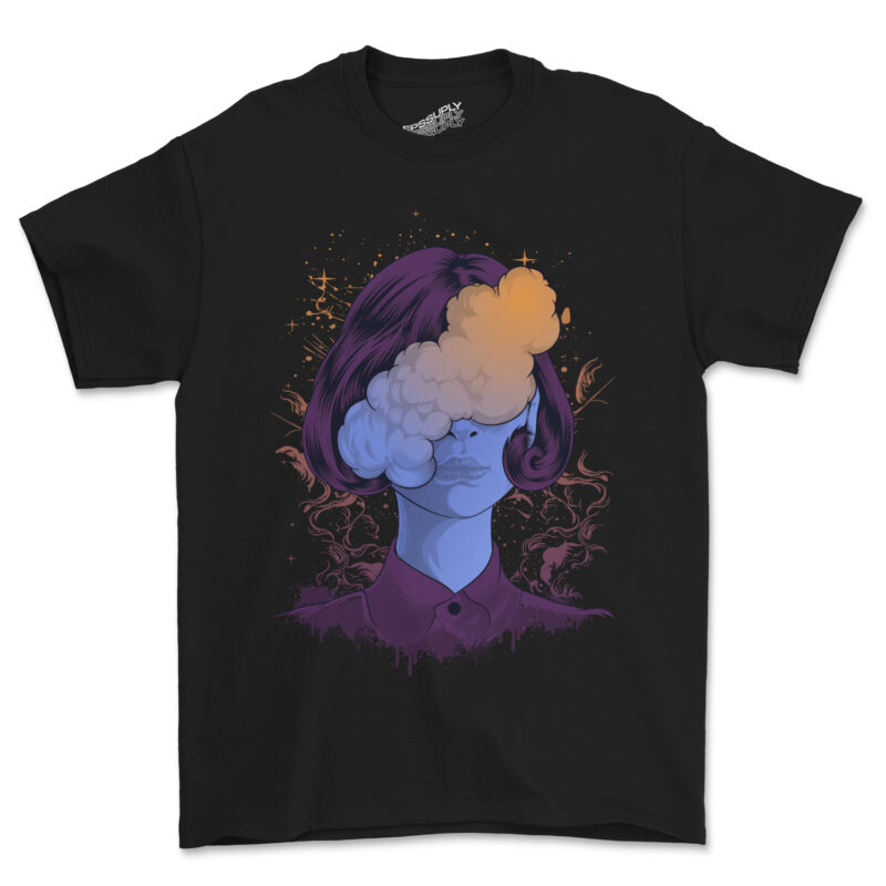 girl cloud aesthetic vaporwave design, galaxy brush