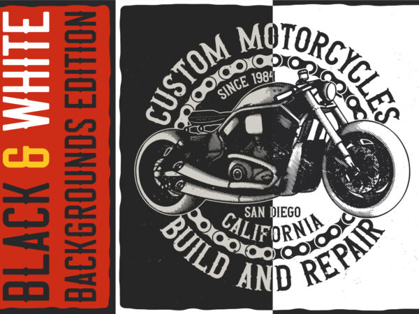 Custom motorcycles build and repair t shirt vector file
