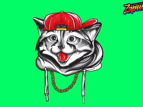 Cat gangsta t shirt vector file